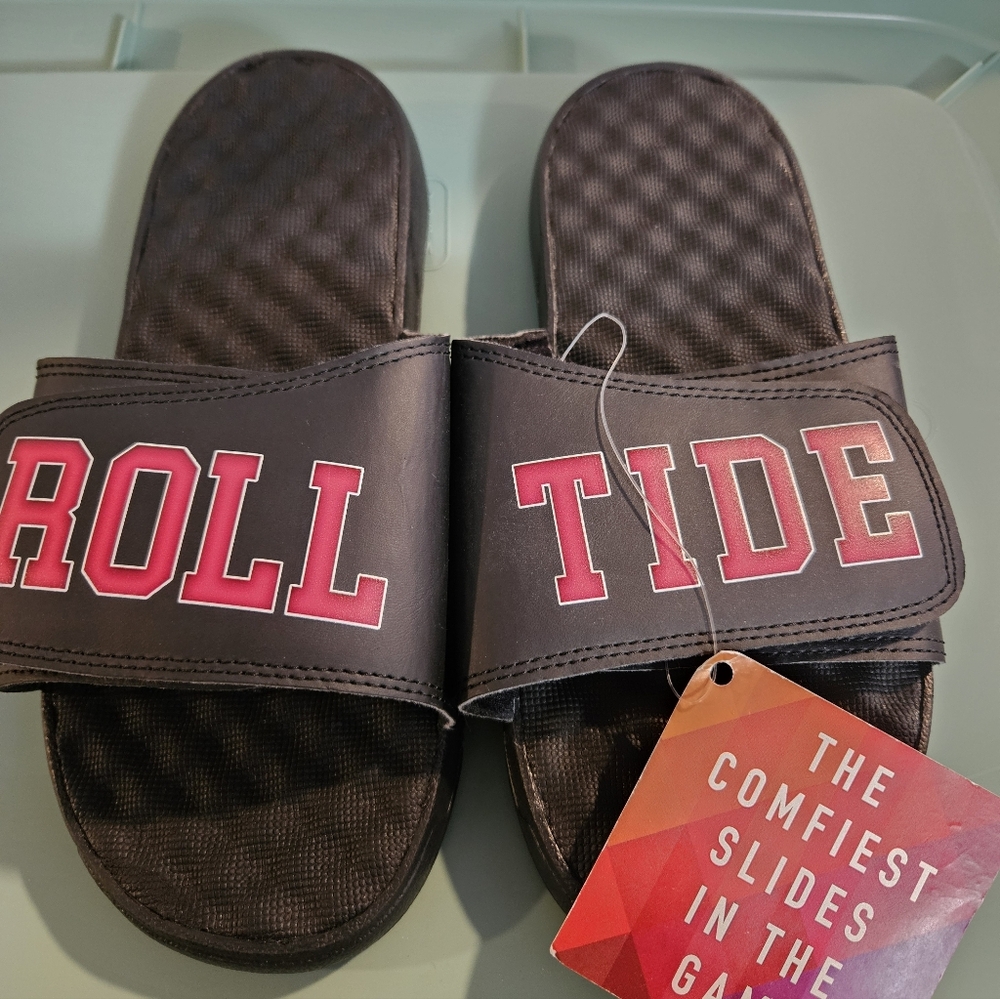 ISLIDE ALABAMA ROLL TIDE SLIDES: BLACK: New With Tags: Mens Size 7
